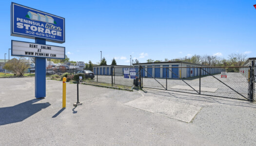 front gate at Peninsula Mini Storage in Blades, DE