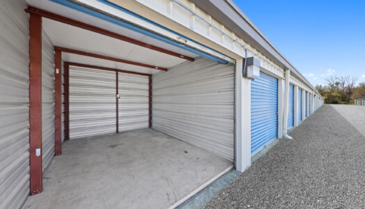 open drive-up storage unit at Peninsula Mini Storage in Blades, DE