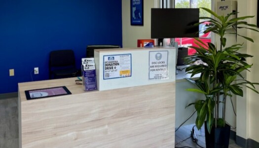 Reception desk in Storage Facility Office at Peninsula Mini Storage in Blades, DE